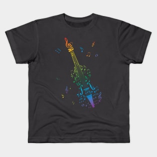 Rainbow music notes in violin Kids T-Shirt